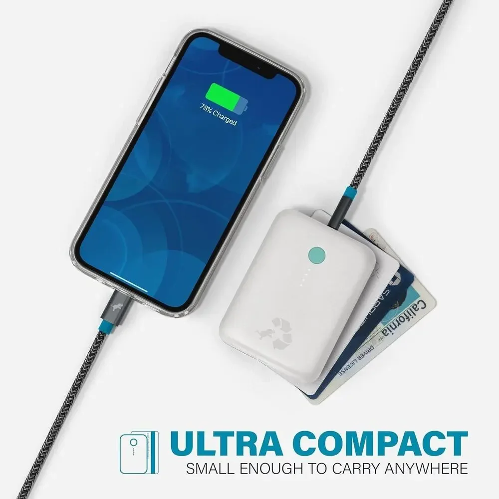 Nimble Champ Lite 5K Portable Charger, 15W USB-C Fast Charging Power Bank, White